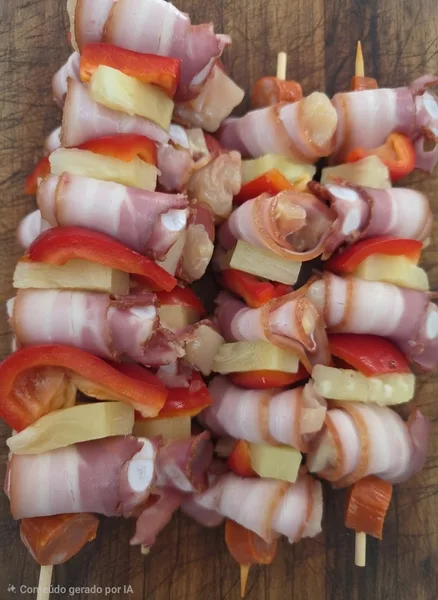 Espetadas de frango  com bacon